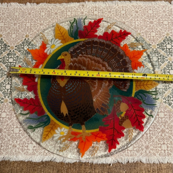 Authentic Signed Peggy Karr Turkey Glass Dish 13.5 inch - Picture 4 of 5